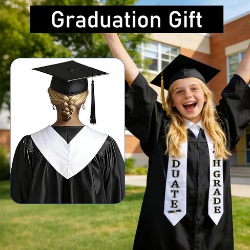 8th Grade Graduation Stole Class of 2026, White Middle School Graduation Sash, Middle School Gifts for Boys Girls Grad Accessories Decorations & Keepsake in Saudi Arabia