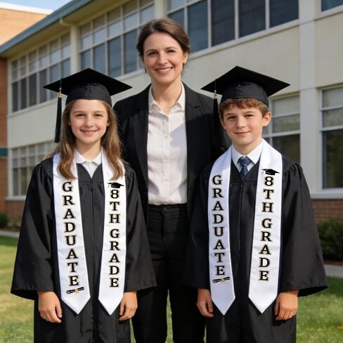 8th Grade Graduation Stole Class of 2026, White Middle School Graduation Sash, Middle School Gifts for Boys Girls Grad Accessories Decorations & Keepsake in Saudi Arabia