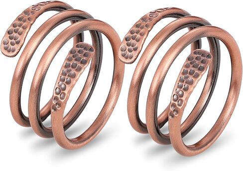 100% Pure Copper Rings for Women & Men (Two-Pack) — Solid Raw Copper — Uncoated Handmade Adjustable Open-End Tibetan Style Rings(Spiral Wrap Design) in Saudi Arabia
