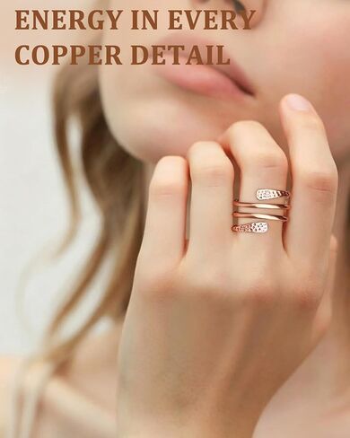 100% Pure Copper Rings for Women & Men (Two-Pack) — Solid Raw Copper — Uncoated Handmade Adjustable Open-End Tibetan Style Rings(Spiral Wrap Design) in Saudi Arabia