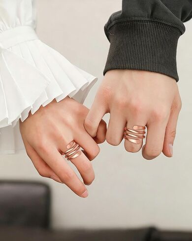 100% Pure Copper Rings for Women & Men (Two-Pack) — Solid Raw Copper — Uncoated Handmade Adjustable Open-End Tibetan Style Rings(Spiral Wrap Design) in Saudi Arabia