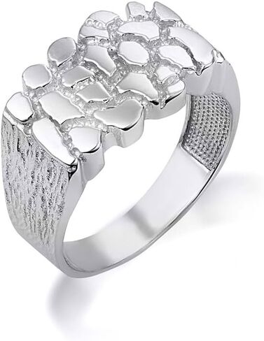 Claddagh Gold .925 Sterling Silver Men's Nugget Ring in Kuwait