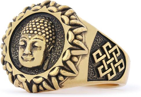 3D Buddha Ring, Om Buddha Ring, Hindu Ring, Shankha Buddha Ring, Endless Knot Ring, Meditation, Yoga, Buddhist Jewelry, Gift for Her in Saudi Arabia