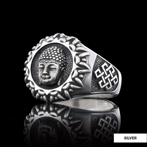 3D Buddha Ring, Om Buddha Ring, Hindu Ring, Shankha Buddha Ring, Endless Knot Ring, Meditation, Yoga, Buddhist Jewelry, Gift for Her in Saudi Arabia