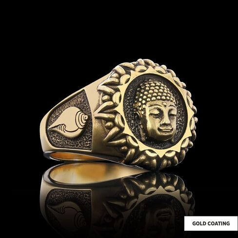 3D Buddha Ring, Om Buddha Ring, Hindu Ring, Shankha Buddha Ring, Endless Knot Ring, Meditation, Yoga, Buddhist Jewelry, Gift for Her in Saudi Arabia