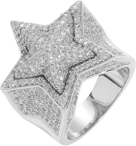 Solid Gold over S925 Sterling Silver Star Cluster Moissanite Ring, Cosmic Hip Hop Design, Unique Gift for Astronomy Fans in Saudi Arabia