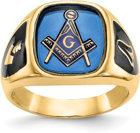 Solid 14k Yellow Gold Men's Masonic Ring Band in Kuwait