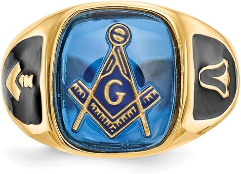 Solid 14k Yellow Gold Men's Masonic Ring Band in Kuwait