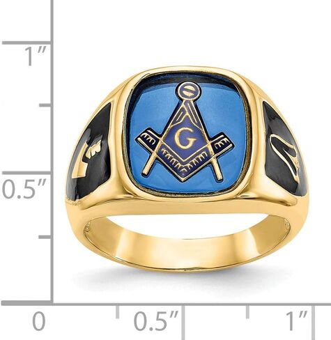 Solid 14k Yellow Gold Men's Masonic Ring Band in Kuwait