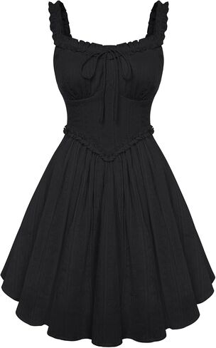 Scarlet Darkness Women Summer Corset Dresses Cotton Mini Sundress Ruffle Strap Dress in Kuwait