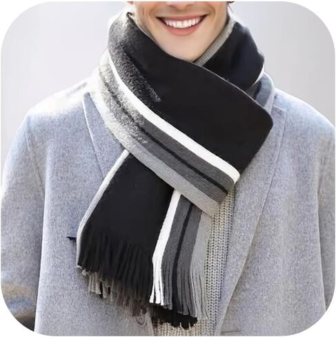 Men's Striped Acrylic Scarf for Cold Weather Outdoor Activities in Kuwait