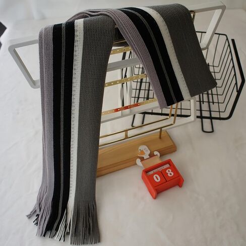 Men's Striped Acrylic Scarf for Cold Weather Outdoor Activities in Kuwait