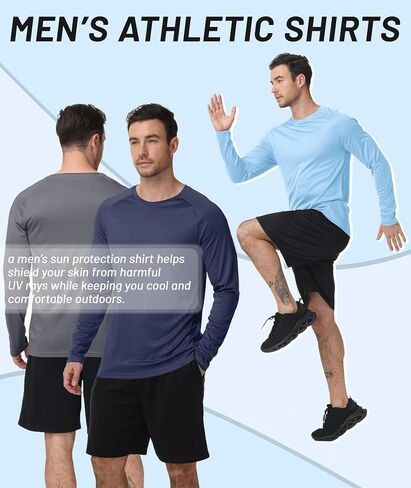 7 Pack Mens UPF 50+ Sun Protection Shirts Long Sleeve Fast Dry Lightweight Rashguard for Running Swimming in Saudi Arabia