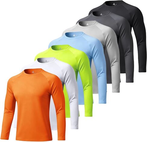 7 Pack Mens UPF 50+ Sun Protection Shirts Long Sleeve Fast Dry Lightweight Rashguard for Running Swimming in Saudi Arabia