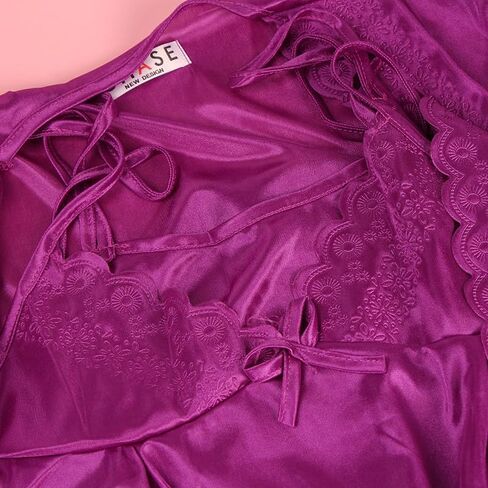 1 Piece Plus Size Loose Sexy Lace Nightgown and Robe Summer Pajamas Set for Women Multi in Kuwait