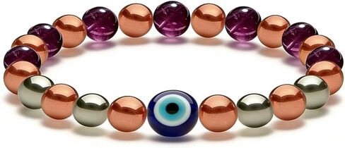 Unique Magnetic Therapy Bracelet, Lucky 7 Power Healing Crystals & Copper Bracelet, Evil Eye Aura Shield Energy Protection, Wellness Jewelry Gift for Men Women in Saudi Arabia