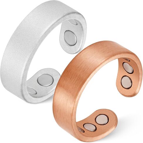 Feraco 2 PCS Copper Rings for Women, Magnetic Therapy Ring with 9X Ultra Strength Magnets,Jewelry Valentine's Day Gifts in Kuwait