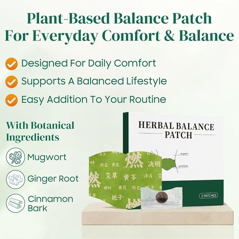 2 Box Herbal Balance Patch,Herbal Patch Pad Balance,Mugwort Herbal Navel Patches,Snatch Patches with Mugwort,Leaf-Supports Waist Comfort,Daily Body Care（1 Boxes 5 Piece） in Saudi Arabia