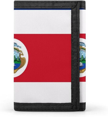 Costa Rica Flag Wallet for Men Women, Slim Patriotic Trifold Canvas Credit Card Holder for Daily Travel Use in Kuwait