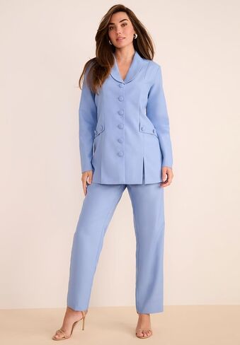 Roaman's Women's Plus Size Long Sleeve Ten-Button Shawl-Collar Pant Suit – 2-Piece Pant Set in Saudi Arabia