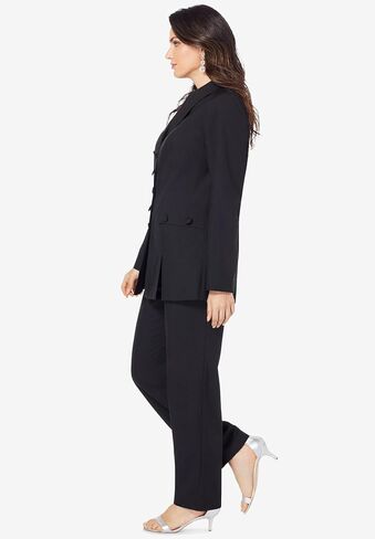 Roaman's Women's Plus Size Long Sleeve Ten-Button Shawl-Collar Pant Suit – 2-Piece Pant Set in Saudi Arabia