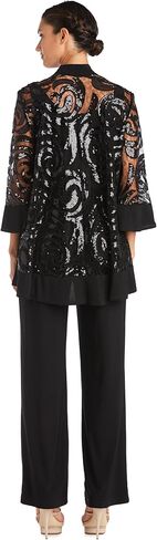 Three Piece Set With Sequin Swing Jacket and Detachable Necklace - Petite in Kuwait