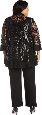 Three Piece Set With Sequin Swing Jacket and Detachable Necklace - Petite in Kuwait