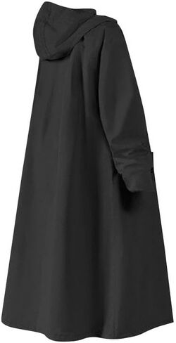 Raincoat for Electric Scooters, Long, Windproof Rain Poncho with Hood, Waterproof for Hiking, Outdoor Activities And Commuting, Black L in Saudi Arabia