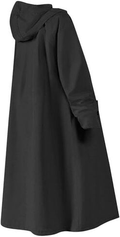 Raincoat for Electric Scooters, Long, Windproof Rain Poncho with Hood, Waterproof for Hiking, Outdoor Activities And Commuting, Black L in Saudi Arabia