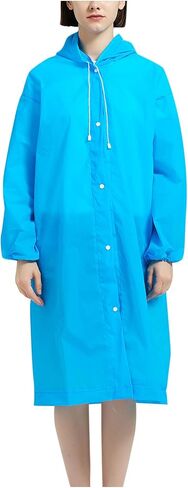 Waterproof Raincoats Women Long Rain Jacket Windproof Packable Lightweight Hooded Button Up Windbreaker for Outdoors in Kuwait