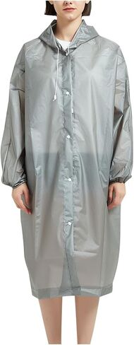Waterproof Raincoats Women Long Rain Jacket Windproof Packable Lightweight Hooded Button Up Windbreaker for Outdoors in Kuwait