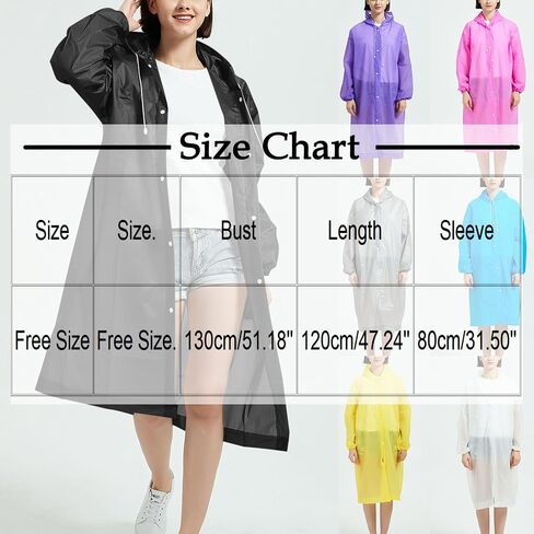 Waterproof Raincoats Women Long Rain Jacket Windproof Packable Lightweight Hooded Button Up Windbreaker for Outdoors in Kuwait