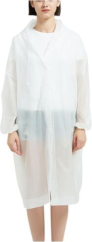 Waterproof Raincoats Women Long Rain Jacket Windproof Packable Lightweight Hooded Button Up Windbreaker for Outdoors in Kuwait
