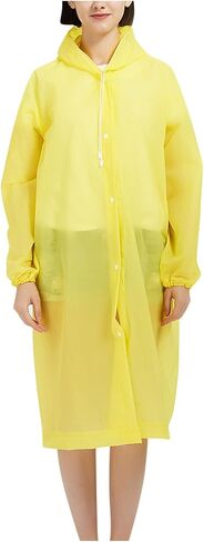 Waterproof Raincoats Women Long Rain Jacket Windproof Packable Lightweight Hooded Button Up Windbreaker for Outdoors in Kuwait