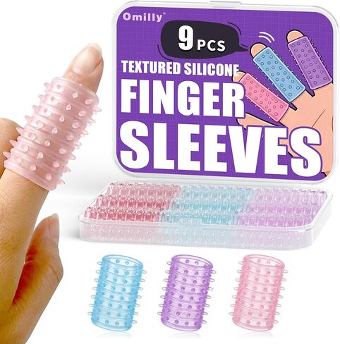 Textured Silicone Finger Covers, Anti Bite Finger Protectors for Skin Picking Nail Biting, 9-Pack Sensory Fidget Finger Sleeves for Anxiety, OCD, Dermatillomania, Adults & Kids in Saudi Arabia