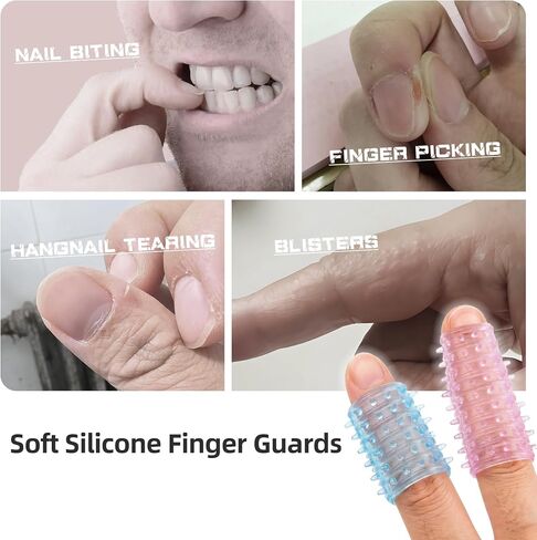 Textured Silicone Finger Covers, Anti Bite Finger Protectors for Skin Picking Nail Biting, 9-Pack Sensory Fidget Finger Sleeves for Anxiety, OCD, Dermatillomania, Adults & Kids in Saudi Arabia