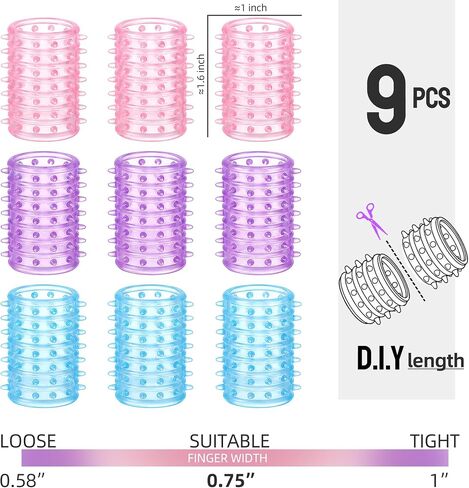 Textured Silicone Finger Covers, Anti Bite Finger Protectors for Skin Picking Nail Biting, 9-Pack Sensory Fidget Finger Sleeves for Anxiety, OCD, Dermatillomania, Adults & Kids in Saudi Arabia