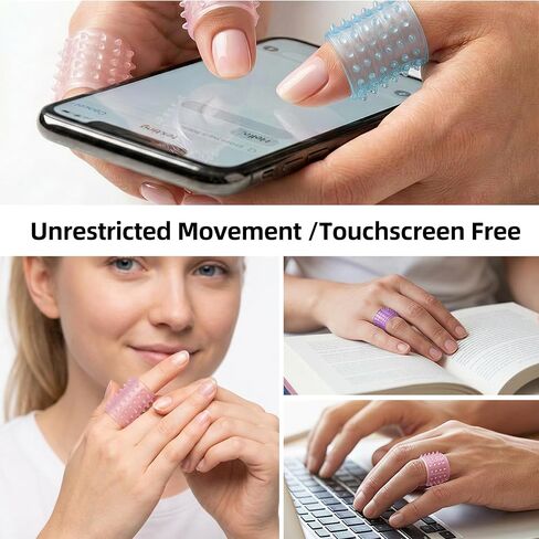 Textured Silicone Finger Covers, Anti Bite Finger Protectors for Skin Picking Nail Biting, 9-Pack Sensory Fidget Finger Sleeves for Anxiety, OCD, Dermatillomania, Adults & Kids in Saudi Arabia