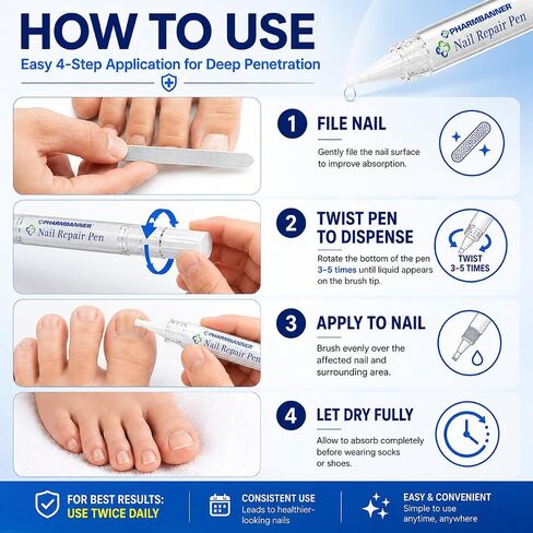 Nail Fungus Treatment Extra Strength: 25% Undecylenic Acid Formula - Toenail Fungus Treatment Kit with 5 Pens & Nail File for Ingrown Nails, Discoloration & Brittle Nails in Saudi Arabia