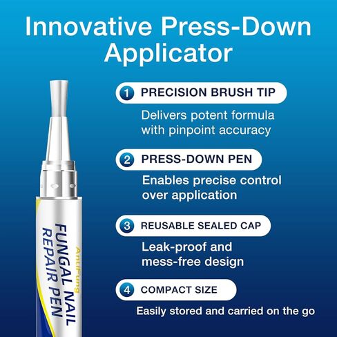 Toenail Fungus Treatment Extra Strength - AntiFung Pen - Maximum OTC with 25% Undecylenic Acid - for Damaged Nails, Ingrown Nails & Discoloration - 3-Pack Applicator Pen in Saudi Arabia