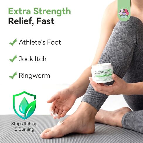 SAVILAND Antifungal Cream FSA-HSA Max Strength: 25% Undecylenic Acid Anti Fungal Cream for Skin Athletes Foot Jock Itch Ringworm Foot Fungus Treatment Comfort with Tea Tree & Oregano Oil 4.23 oz in Kuwait