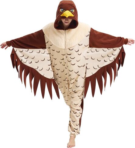 Adult Peregrine Falcon Onesie Pajamas, Halloween Cosplay Bird Costume Hawk Animal One-Piece for Women Men in Saudi Arabia