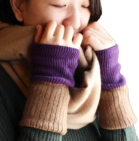 M&M SOCKS(エムアンドエムソックス)] Double Layer Arm Warmers Inner Silk Outer Wool Made in Japan Women 2WAY Design Bicolor HA03 in Kuwait