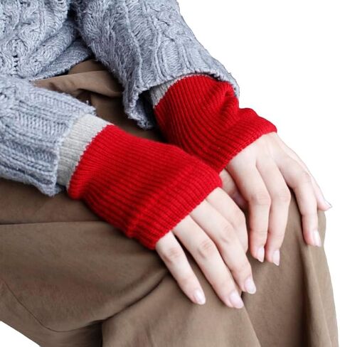 M&M SOCKS(エムアンドエムソックス)] Double Layer Arm Warmers Inner Silk Outer Wool Made in Japan Women 2WAY Design Bicolor HA03 in Kuwait