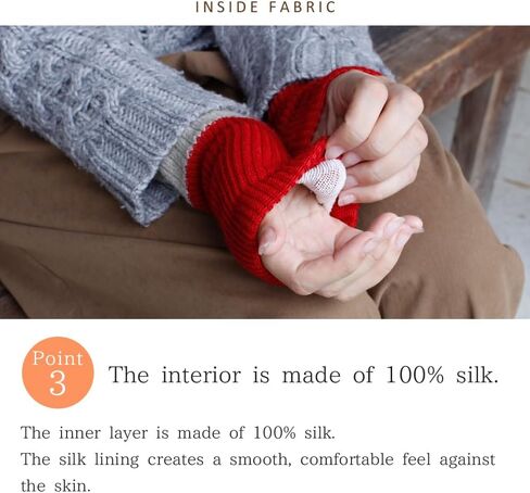 M&M SOCKS(エムアンドエムソックス)] Double Layer Arm Warmers Inner Silk Outer Wool Made in Japan Women 2WAY Design Bicolor HA03 in Kuwait