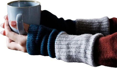 M&M SOCKS(エムアンドエムソックス)] Double Layer Arm Warmers Inner Silk Outer Wool Made in Japan Women 2WAY Design Bicolor HA03 in Kuwait