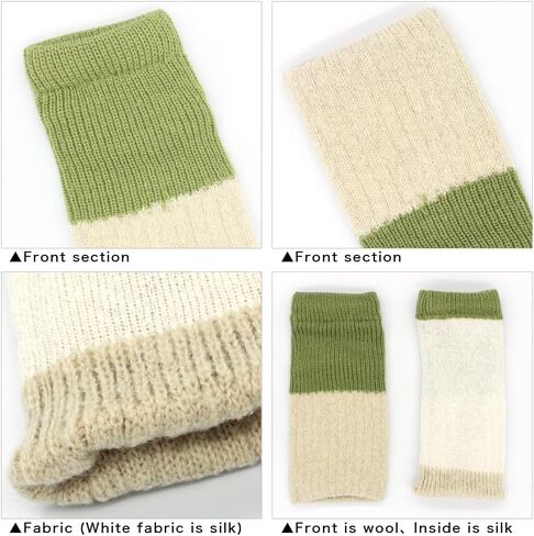 M&M SOCKS(エムアンドエムソックス)] Double Layer Arm Warmers Inner Silk Outer Wool Made in Japan Women 2WAY Design Bicolor HA03 in Kuwait
