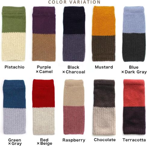M&M SOCKS(エムアンドエムソックス)] Double Layer Arm Warmers Inner Silk Outer Wool Made in Japan Women 2WAY Design Bicolor HA03 in Kuwait