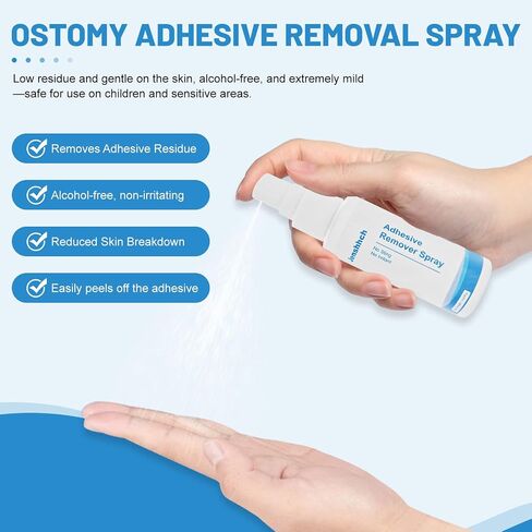 Adhesive Remover Spray, Medical Skin Adhesive Remover, No Sting, Alcohol Free, Colostomy Ostomy Supplies for Stoma Care, Ostomy Patients, Bandage Removal, 1 oz (30ml) in Saudi Arabia