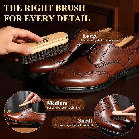 Shoe Shine Kit –16-in-1 Leather Shoe Polish Kit with Saddle Soap,Mink Oil,Black/Brown/Neutral Shoe Polish,Horsehair Brushes,Leather Boot Polish,Cleaning & Conditioning–Gift for Men & Women & Cowboy in Saudi Arabia